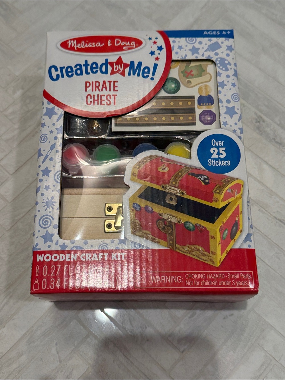 Melissa & Doug Pirate Chest Wooden Craft Kit - Red, Yellow, Blue, Green